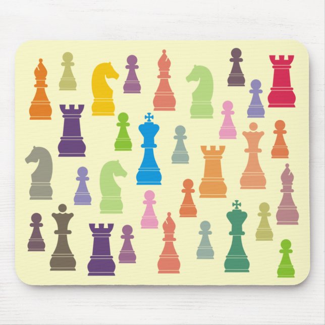 Multicoloured Chess Pieces Mousepad (Front)