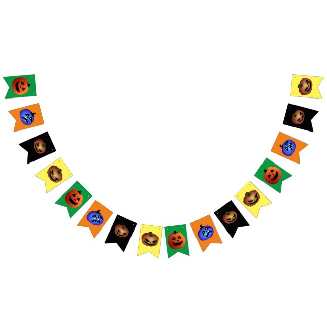 Multicoloured Halloween Girlande scary Pumpkins  Bunting (All)