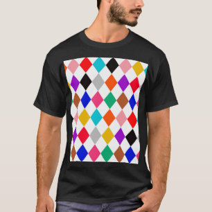 Multicoloured Harlequin Diamonds White T-Shirt