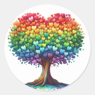 Multicoloured Heart Shaped Tree Stickers