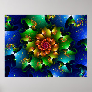 Multicoloured Heart Spiral Poster
