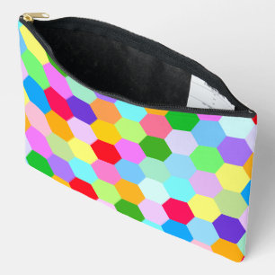 Multicoloured Hexagon Pattern Accessory Pouch