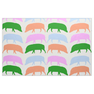 Multicoloured Hogs Pink Blue Green Orange Fabric