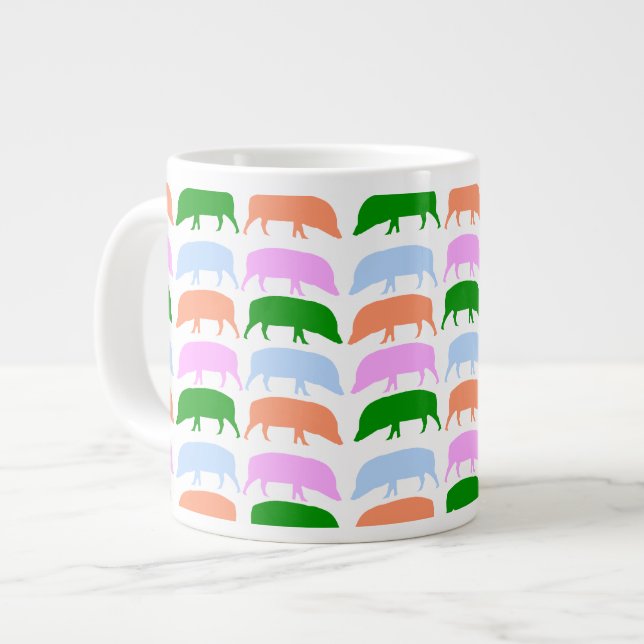 Multicoloured Hogs Pink Blue Green Orange Mug (Front Left)