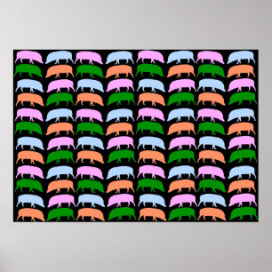 Multicoloured Hogs Poster