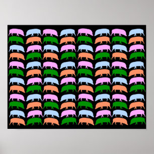 Multicoloured Hogs Poster