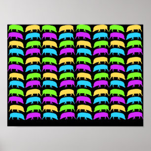Multicoloured Hogs Poster