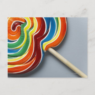 Multicoloured lollipop, close-up postcard