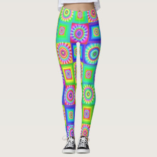 Multicoloured Patchwork Flower Leggings