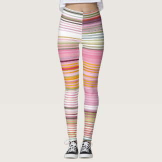Multicoloured pink striped activewear leggings
