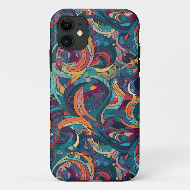 Multicoloured Psychedelic Retro Swirling Abstract  Case-Mate iPhone Case (Back)