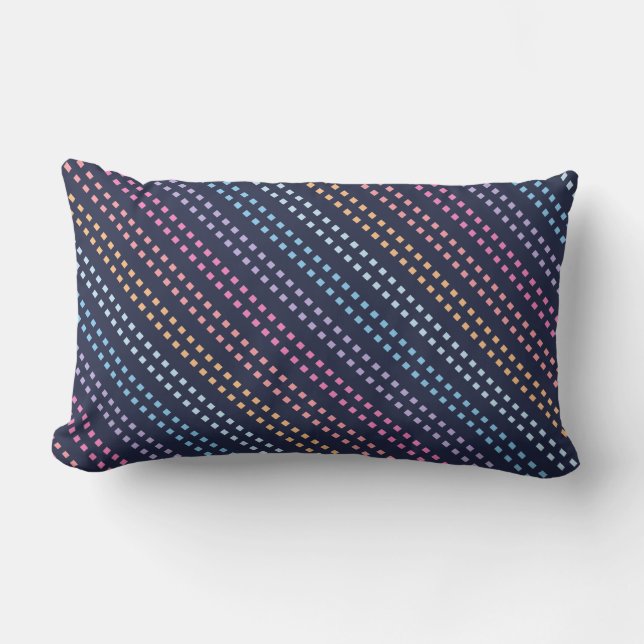 Multicoloured Square Lined Pattern Lumbar Cushion (Front)