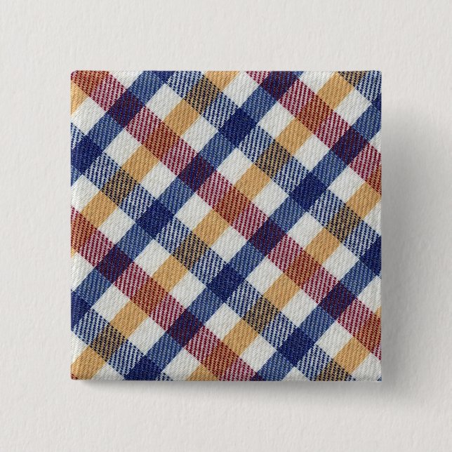 Multicoloured Tartan Pattern 15 Cm Square Badge (Front)