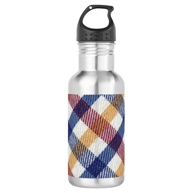 Multicoloured Tartan Pattern 532 Ml Water Bottle (Front)