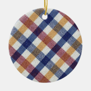 Multicoloured Tartan Pattern Ceramic Ornament