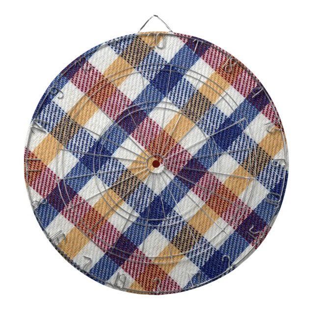 Multicoloured Tartan Pattern Dartboard (Front)