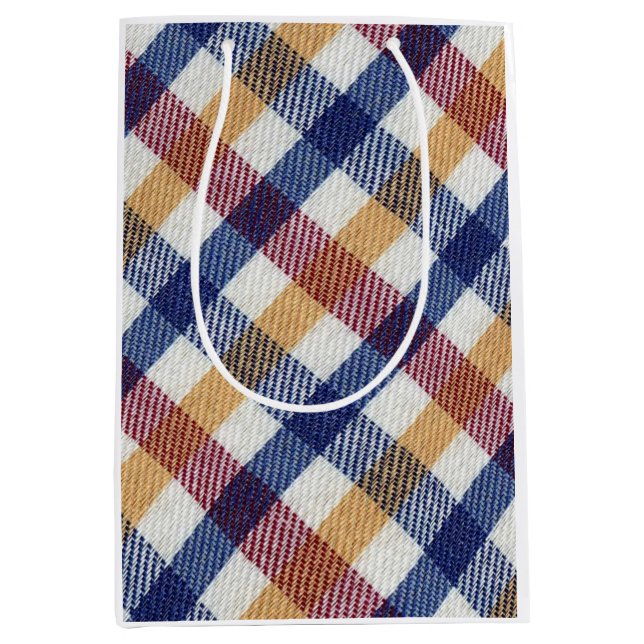 Multicoloured Tartan Pattern Medium Gift Bag (Front)