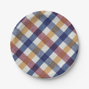 Multicoloured Tartan Pattern Paper Plate
