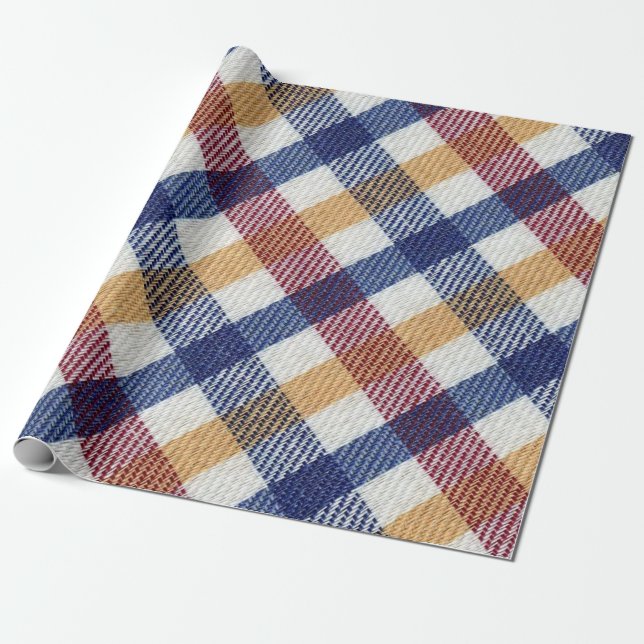 Multicoloured Tartan Pattern Wrapping Paper (Unrolled)