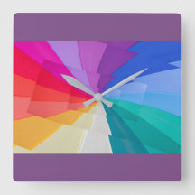 multicoloured vortex on square wall clock