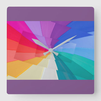 multicoloured vortex on square wall clock