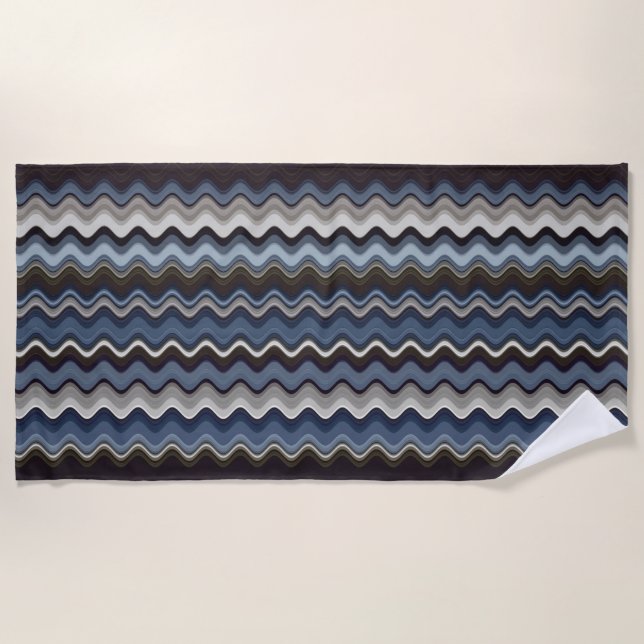 Multicoloured Wavy Pattern Beach Towel (Front)