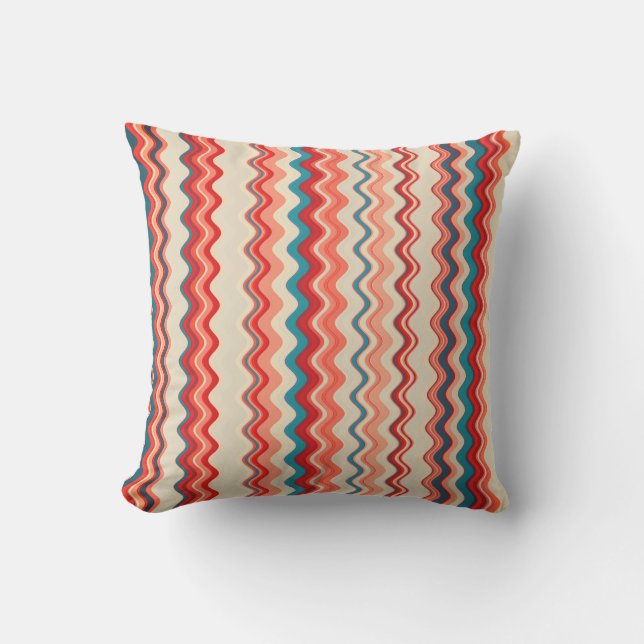 Multicoloured Wavy Pattern Cushion (Front)