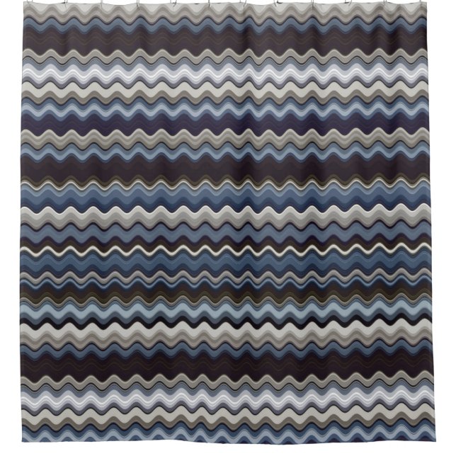 Multicoloured Wavy Pattern Shower Curtain (Front)