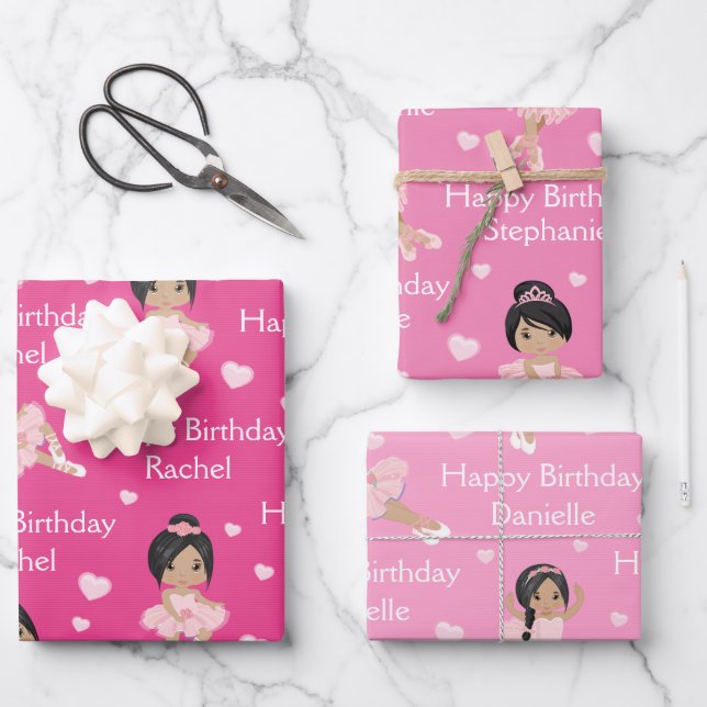 Multicultural Ballerina Wrapping Paper Sheets (Front)