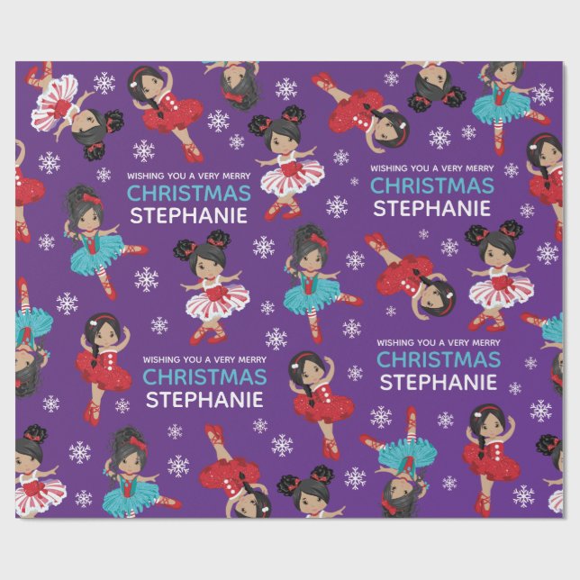 Multicultural Christmas Ballerina Wrapping Paper (Flat)