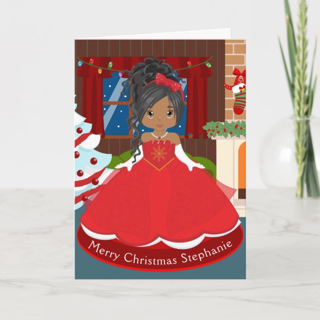 Multicultural Christmas Princess Holiday Card (Front)
