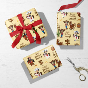 Multicultural Cowgirl Personalised  Wrapping Paper