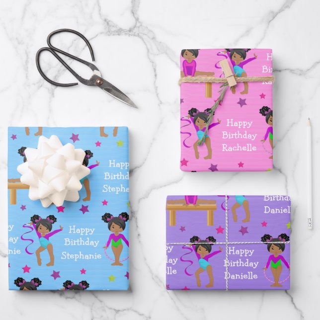 Multicultural Gymnast  Wrapping Paper Sheets (Front)