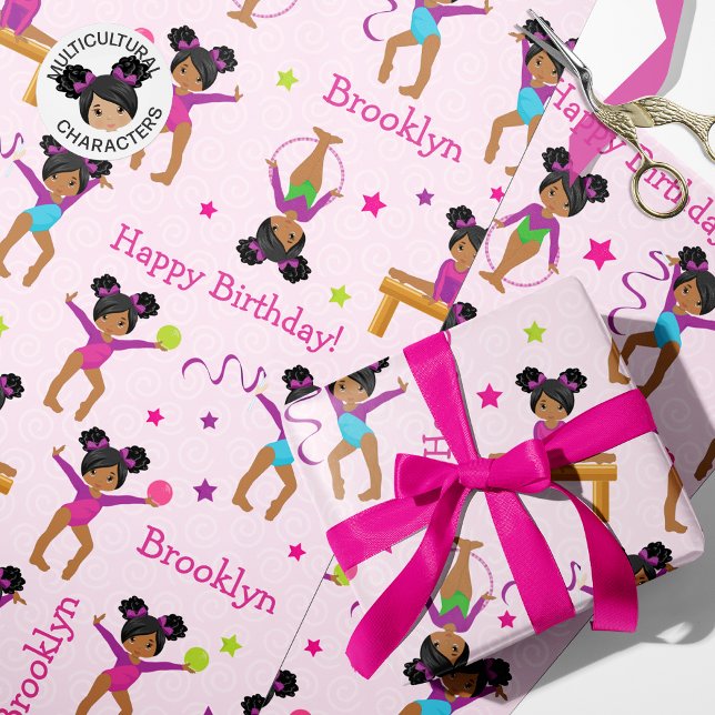 Multicultural Gymnastics Birthday Wrapping Paper (Creator Uploaded)