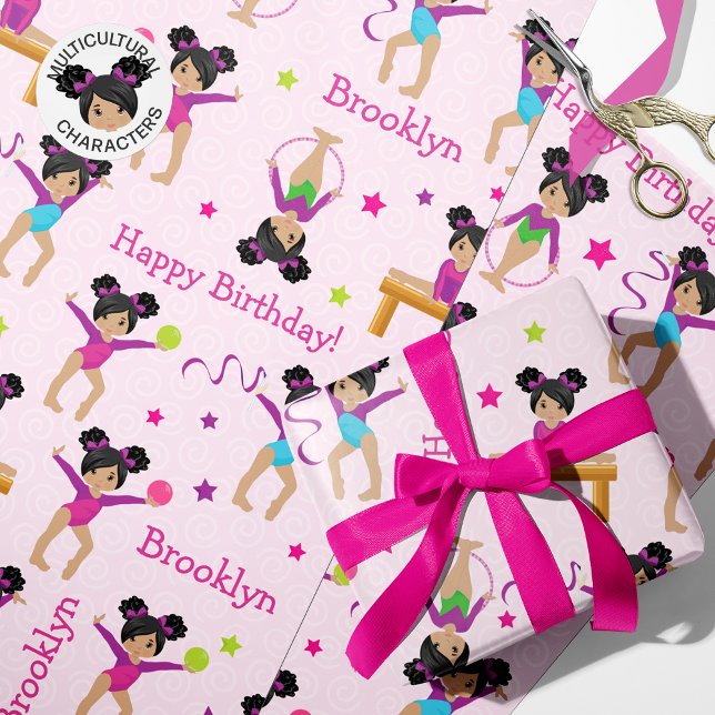 Multicultural Gymnastics Birthday Wrapping Paper (Creator Uploaded)