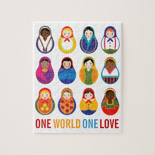 Multicultural Nesting Dolls One Love Jigsaw Puzzle (Vertical)