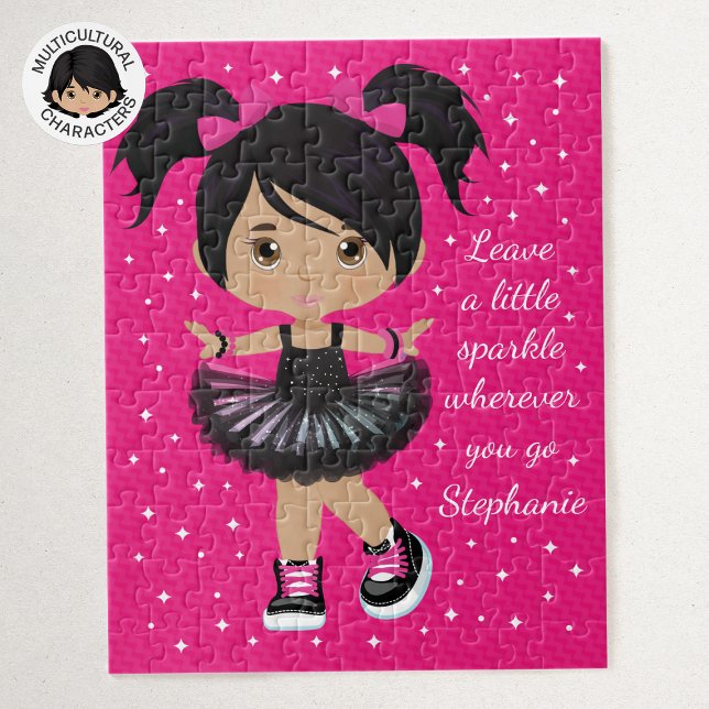 Multicultural Sparkle Girl Personalised Jigsaw Puzzle (Creator Uploaded)
