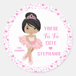Multicultural Tu Tu Cute Ballerina Classic Round Sticker
