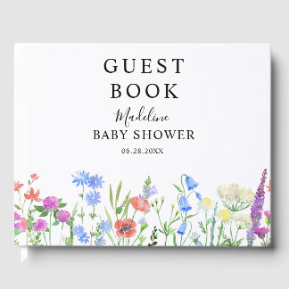 Multihued Wildflower Baby Shower Celebration Guest Book