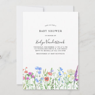 Multihued Wildflower Baby Shower Celebration Invitation