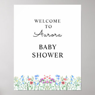 Multihued Wildflower Baby Shower Celebration Poster