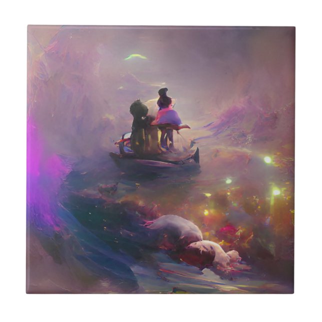 Multilayered dream fantasy colourful ceramic tile (Front)