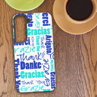 Multilingual Blue Turquoise Thank You Topography 