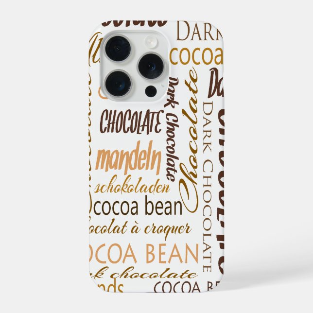 Multilingual Chocolate Typography Word Collage  iPhone Case (Back)