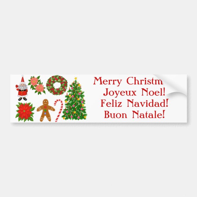 Multilingual Christmas Bumper Sticker (Front)