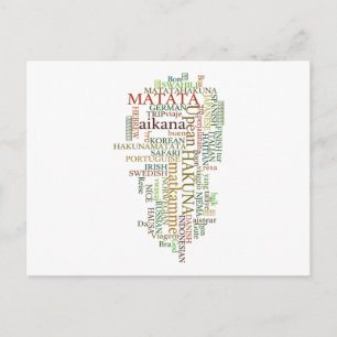 Multilingual Hakuna Matata Global Word Cloud Art Postcard
