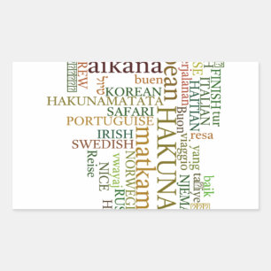 Multilingual Hakuna Matata Global Word Cloud Art Rectangular Sticker