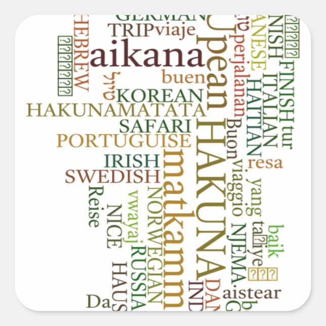 Multilingual Hakuna Matata Global Word Cloud Art Square Sticker (Front)