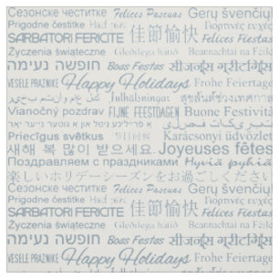 Multilingual “Happy Holidays” custom fabric