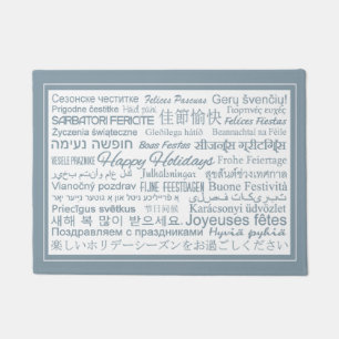 Multilingual “Happy Holidays” floor mat